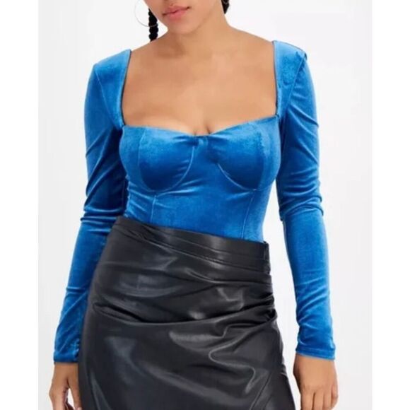 Bar 111 blue corset velvet bodysuit size M - Picture 1 of 9